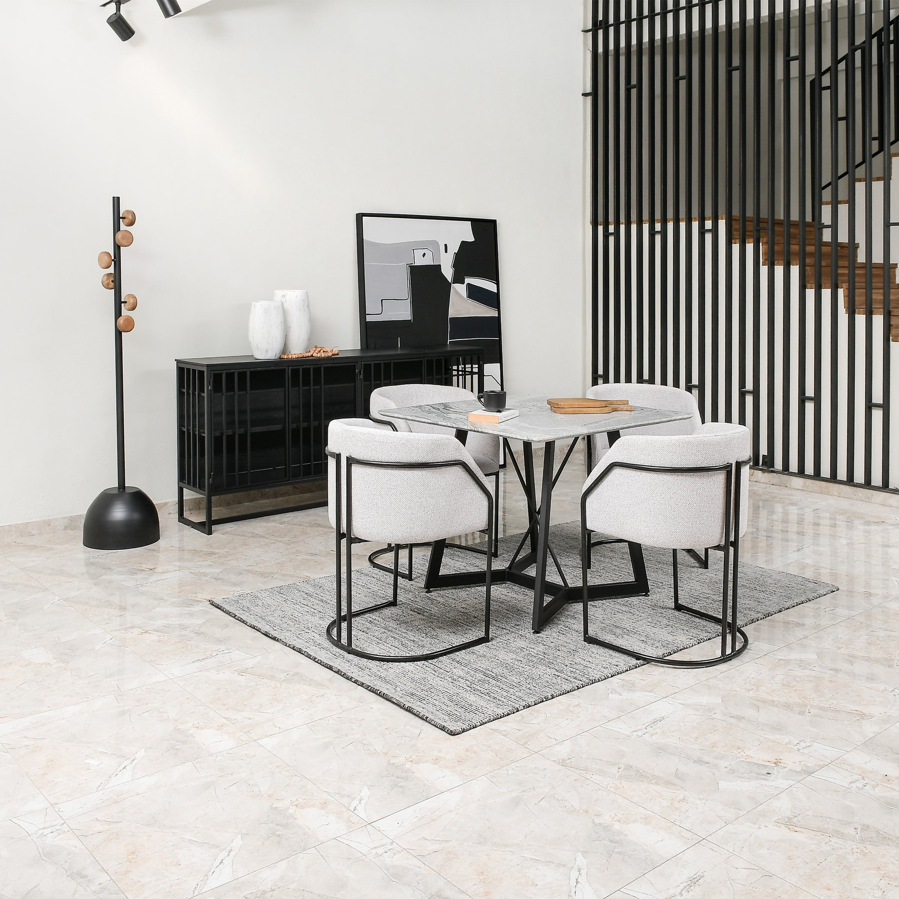 Pedestal Industrial p/4 con Cubierta Mármol