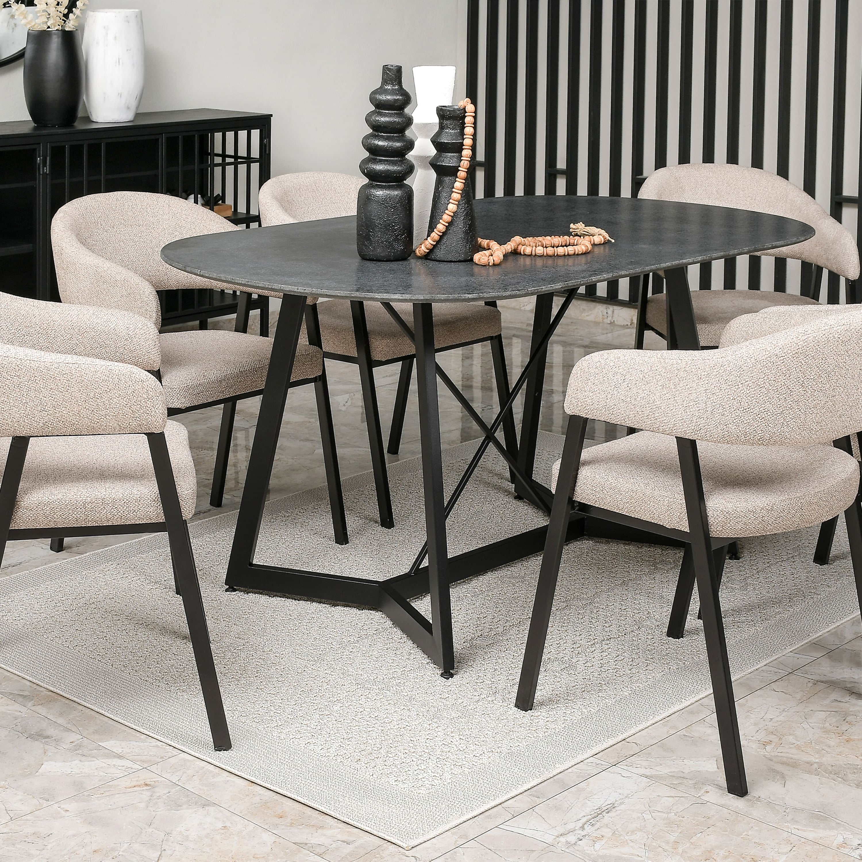 Pedestal Industrial p/6 con Cubierta Mármol