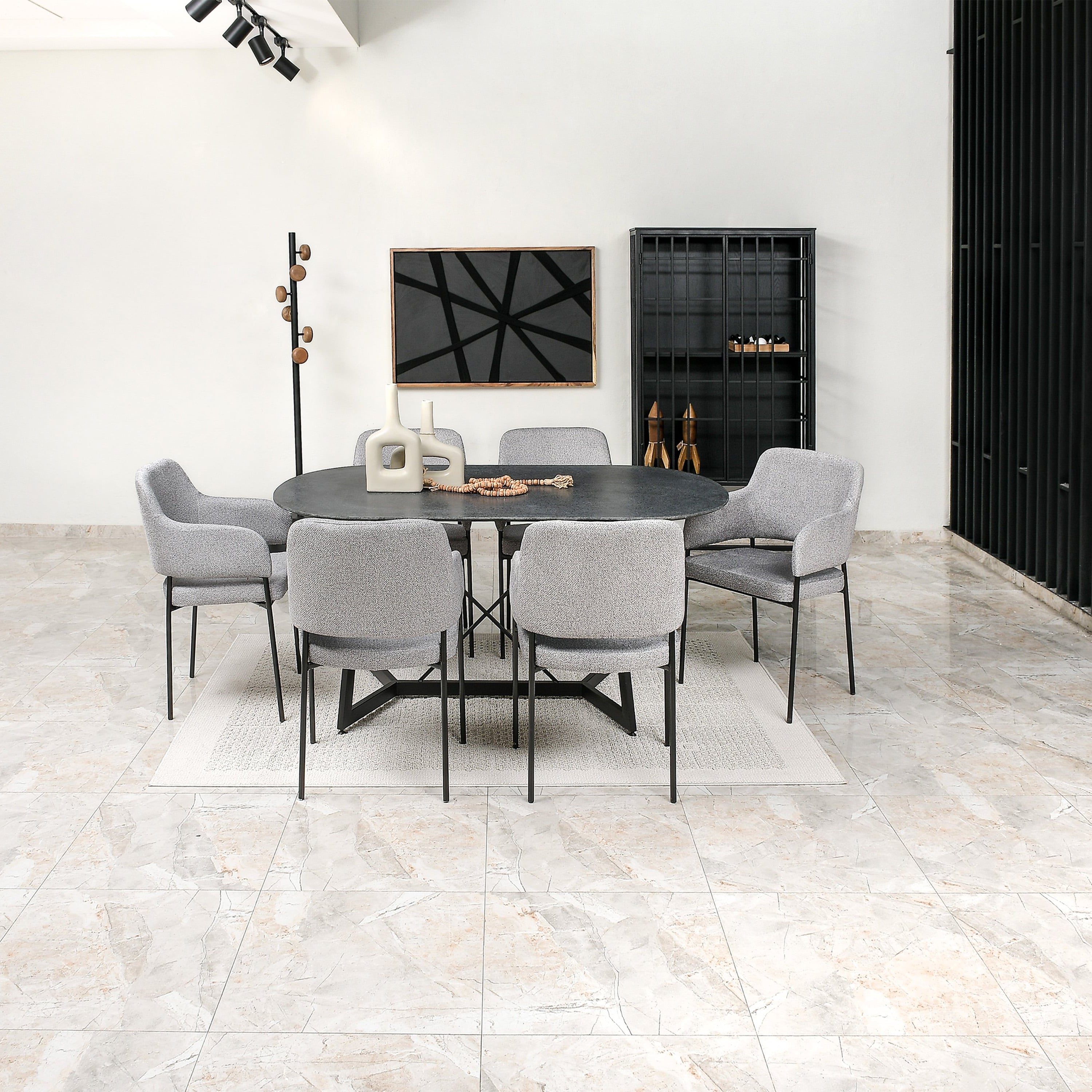 Pedestal Industrial p/6 con Cubierta Mármol