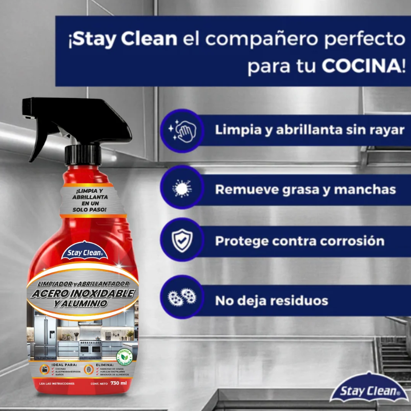 Limpiador y Abrillantador para Acero Inoxidable y Aluminio Stay Clean