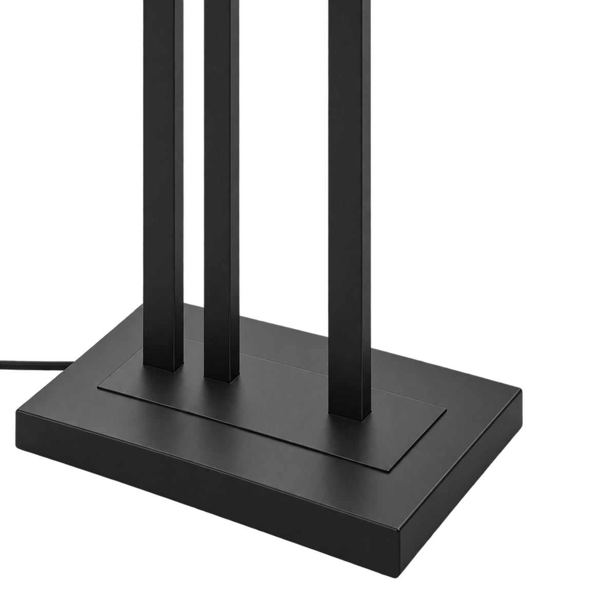 Lámpara de Pie de Metal Negro Pantalla Tela Blanca