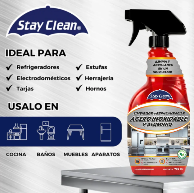 Limpiador y Abrillantador para Acero Inoxidable y Aluminio Stay Clean
